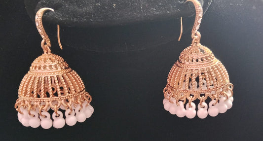 Taditional  rose gold and bell shape design jhumkas